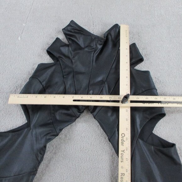 Lips + Honey Flare Pants Womens XS Bia Cut Out Faux Leather Black Slit Hem - Picture 7 of 10